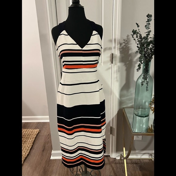 Adrianna Papell Dresses & Skirts - Adriana Papell womens striped summer dress white navy and orange size XL
